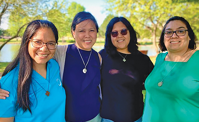 Sister Christi Sanchez, CCVI (far right)  gathers here with Sisters Katty Huanuco (from left), MaryLou Rodriguez, and Carmen Ramirez, CCVI.