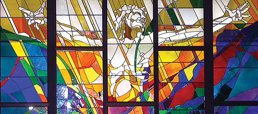 stained glass image of Jesus